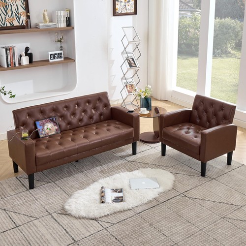 Leather loveseat - leather,