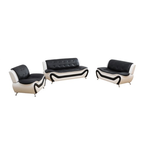 Black white faux - white, leather