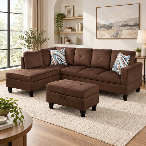 Brown microfiber piece - brown,